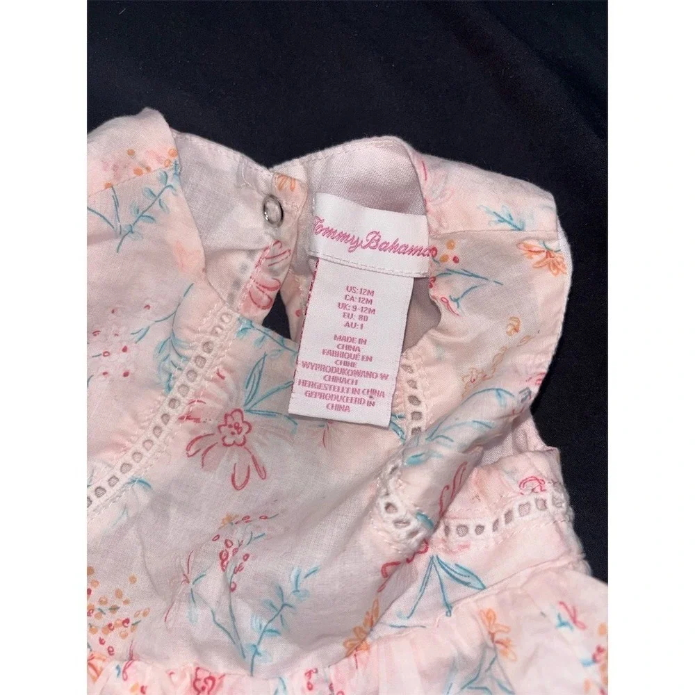 Tommy Bahama Sundress Baby Girls 12-18M Pink Floral Sleeveless Bow Back resort